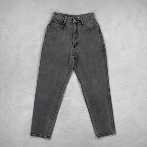 Vintage Bill Blass Faded Black Denim Tapered Leg Jeans Fit 25 x 26